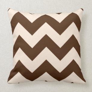 Wide Zigzag Pattern Brown and Cream Throw Pillow
