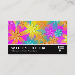 Widescreen 322 - Colourful 3d Flowers Business Card
