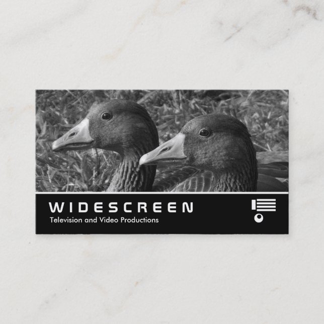 Widescreen 355 - Greylag Geese B&W Business Card (Front)
