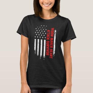 Widow Maker Heart Attack Survivor American Flag Re T-Shirt