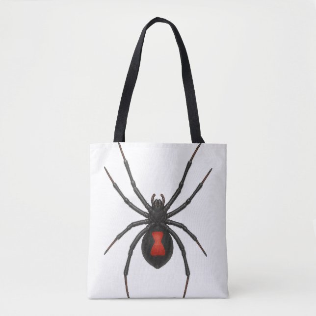 Widow's Warning: Black Widow Spider Tote Bag (Front)