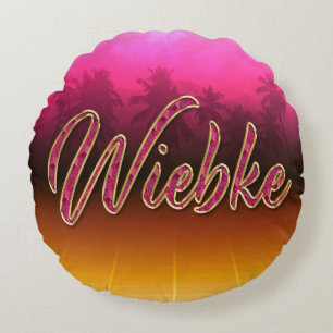 Wiebke Vorname Name golden pink Kissen Round Pillow