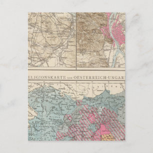 Wien, Prag, BudaPest Map Postcard