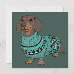 Wiener Dog Christmas Ugly Sweater Dachshund Pet Holiday Card