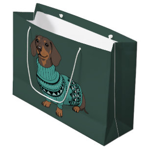 Wiener Dog Christmas Ugly Sweater Dachshund Pet Large Gift Bag