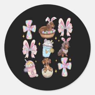 Wiener Dog Dachshund Coquette Bow Christian Doxie  Classic Round Sticker