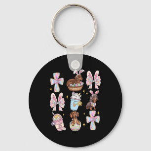 Wiener Dog Dachshund Coquette Bow Christian Doxie Keychain