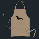 Wiener Dog Silhouette (Short Haired Dachshund) Standard Apron<br><div class="desc">Doxie Lover's BBQ apron. Makes a great gift for wiener dog dads,  Dachsie moms,  and anyone who loves Dachshunds. A cool apron for dog groomers and craftsmen. Visit Jenn's Doodle World for even more fun apparel and accessories featuring this smooth coated Dachshund silhouette.</div>