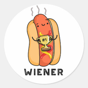 Wiener Funny Sausage Pun  Classic Round Sticker