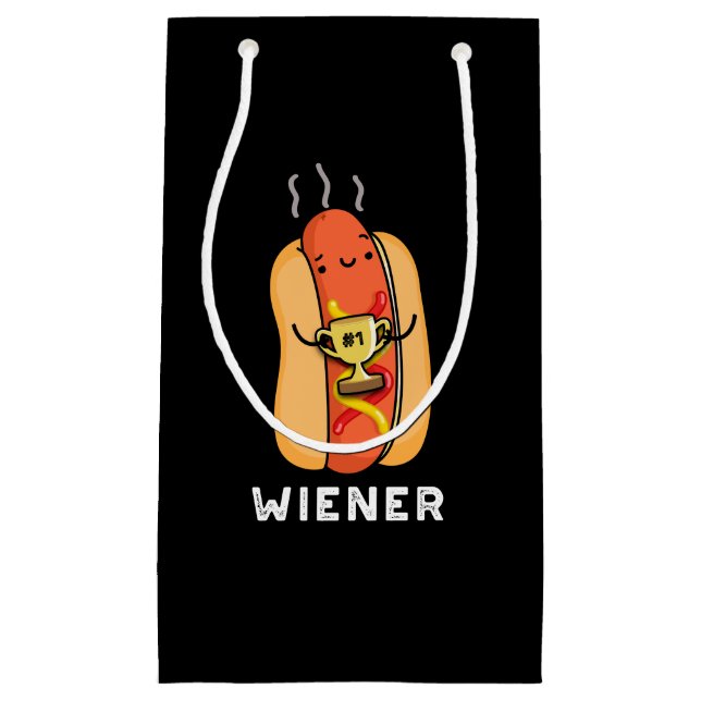Wiener Funny Sausage Pun Dark BG Small Gift Bag (Front)