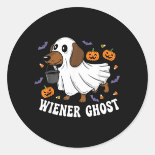 Wiener Ghost Funny Dachshund Halloween Dog Classic Round Sticker