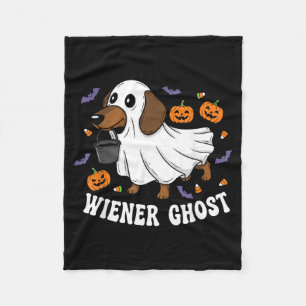 Wiener Ghost Funny Dachshund Halloween Dog Fleece Blanket