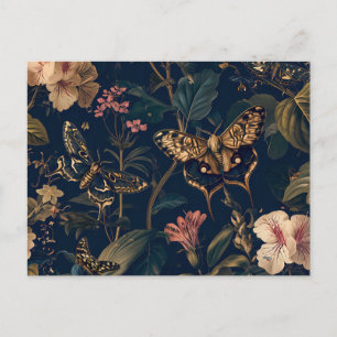 Wiener Nachtpfauenauge Among Geraniums Garden Illu Postcard