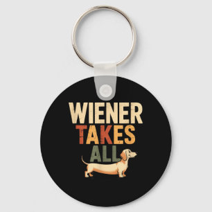 Wiener Takes Funny Cute Dachshund Doxie Lover Gift Keychain
