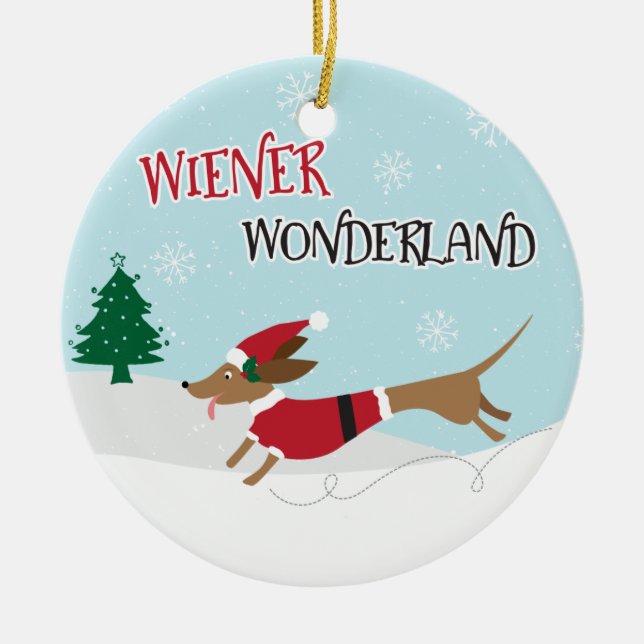 Wiener Wonderland Ceramic Ornament (Front)