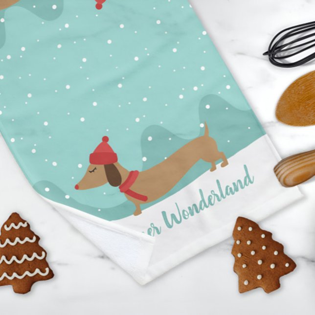 Wiener Wonderland Dachshund Christmas Hand Towel (Wiener Wonderland Dachshund hand towel)