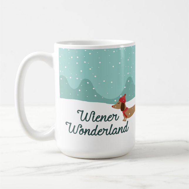 Wiener Wonderland Dachshund Gift Doxie Dads Moms Coffee Mug (Left)