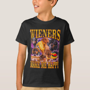 Wieners Make Me Happy Funny Dachshund Dog Lover  T-Shirt