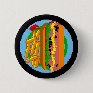 Wienerwurst Pixel Plate 2 Inch Round Button