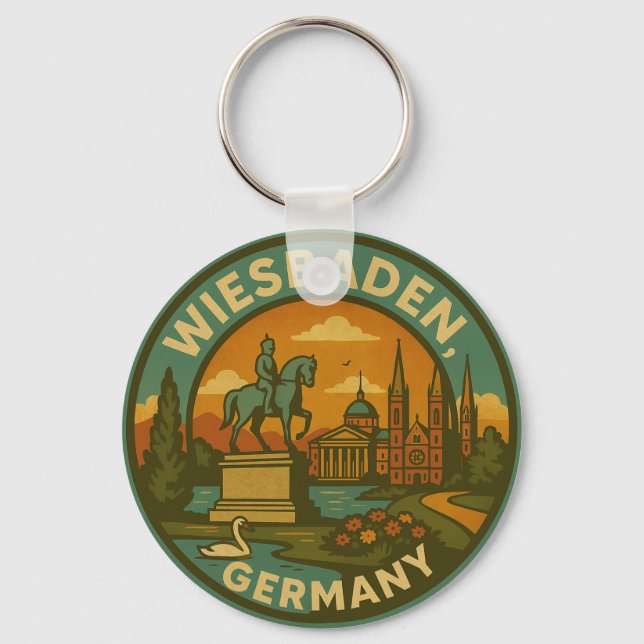 Wiesbaden Germany Landmark Art Keychain (Front)
