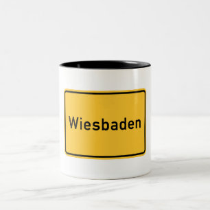 Wiesbaden, Germany Road Sign Two-Tone Coffee Mug