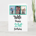 Wife 21st Birthday Modern Photo Collage Card<br><div class="desc">Put a smile on a face with this personalized 3 photo collage 21st birthday card for your wife. - Simply click to personalize this design 🔥 My promises - This design is unique and is designed with you in mind 🙏 Thank you for supporting my small business - If you...</div>