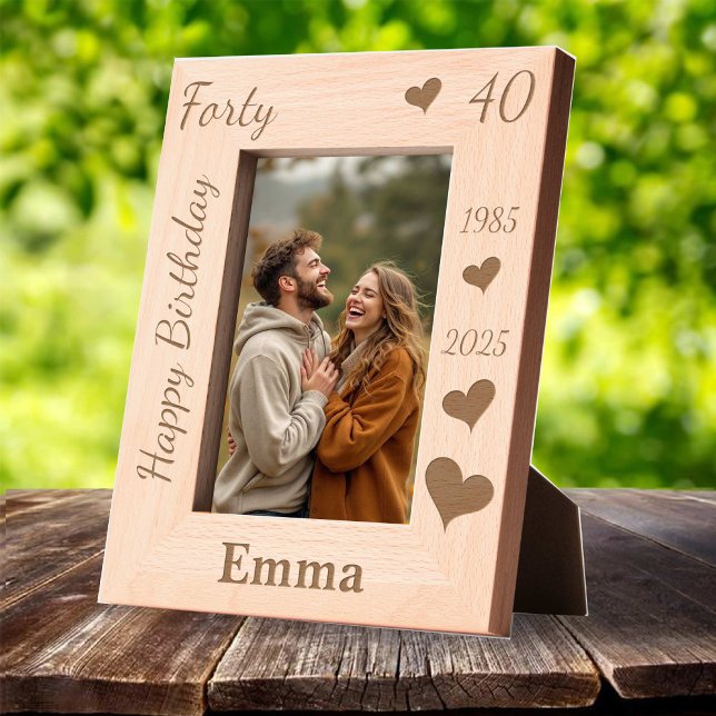 wife 40th Birthday Photo frame with name heart (wife 40th Birthday Photo frame with name heart Engraved Frames)