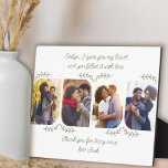 Wife 4 Vertical Photo Loving Words Delicate Leaf Plaque<br><div class="desc">Feminine photo plaque gift for wife for wedding anniversary, birthday etc - or very easy to personalize for any special someone or family member. The photo template displays 3 of your favourite photos in vertical format with rounded corners. Lettered with loving wording in clear, handwritten script, which reads "[name] I...</div>