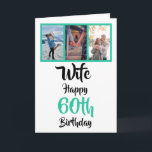 Wife 60th Birthday Modern Picture template<br><div class="desc">Put a smile on a face with this personalized 3 photo collage 60th birthday card for your wife. - Simply click to personalize this design 🔥 My promises - This design is unique and is designed with you in mind 🙏 Thank you for supporting my small business - If you...</div>