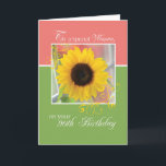 Wife, 90th Birthday, Just a Note Sunflower Card<br><div class="desc">Your dear wife deserves a special birthday. Send her this lovely card with a beautiful sunflower on a green and pink card. This is a perfect way to send her your loving wishes on her 90th birthday.</div>