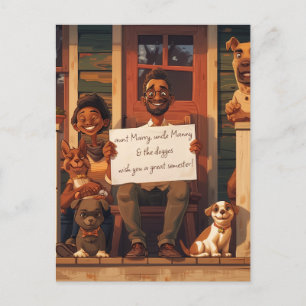 Wife and Husband with Dogs Postcard