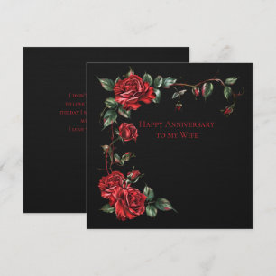 Wife Anniversary Red Roses Frame On Black  Card