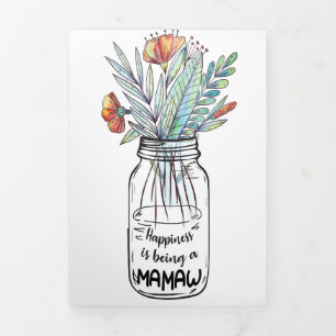 Wife Art Happiness Is Being A Mamaw Tri-Fold Card
