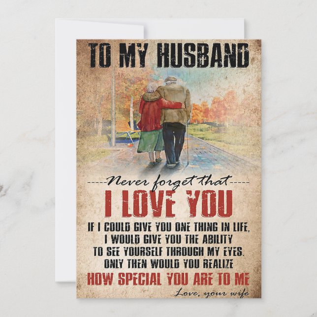 Wife Art To My Husband Never Forget Thank You Card (Front)