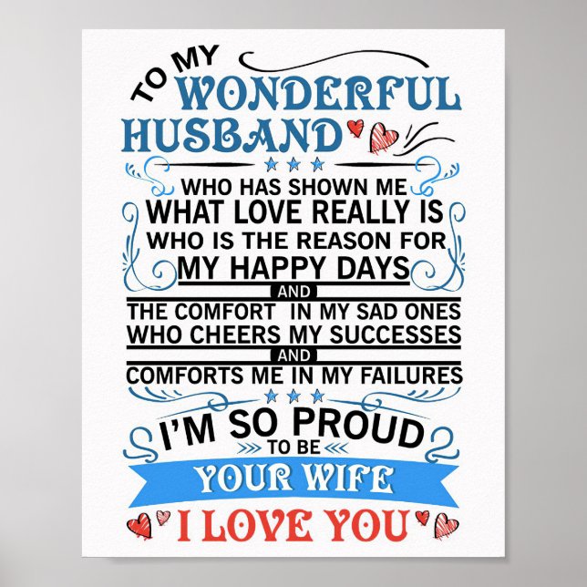 Wife Art To My Wonderful Husband Poster (Front)