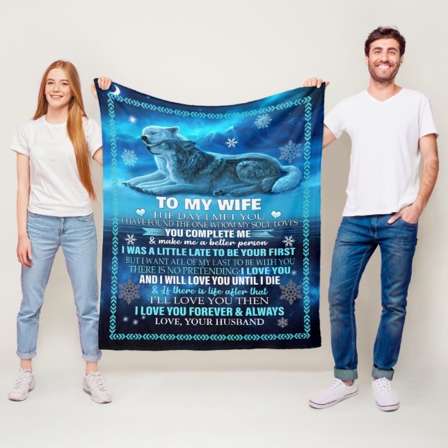 Wife Blanket Wolf, Personalized to My Wife Fleece  (In Situ)