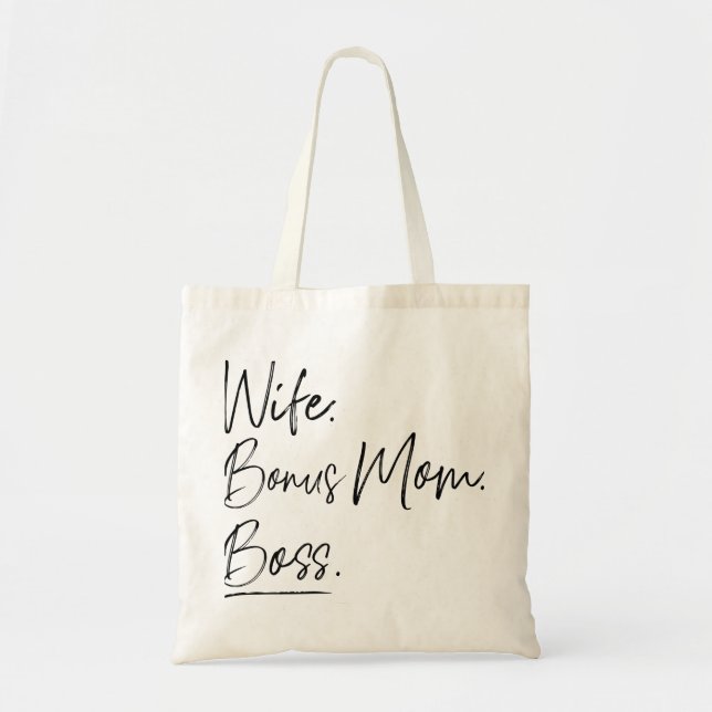 Wife bonus mom boss tote bag (Front)