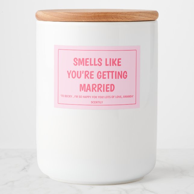  Wife Bridal Custom Candle with Message Gift for  Food Label (Front)