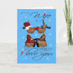 Wife Christmas Greeting Card With Reindeer<br><div class="desc">Two loving Reindeer enjoying their moment</div>