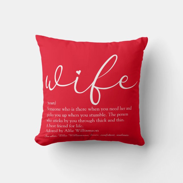 Wife Definition Modern Elegant Script Personalized Throw Pillow (Front)