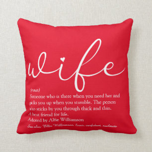 Wife Definition Modern Elegant Script Personalized Throw Pillow