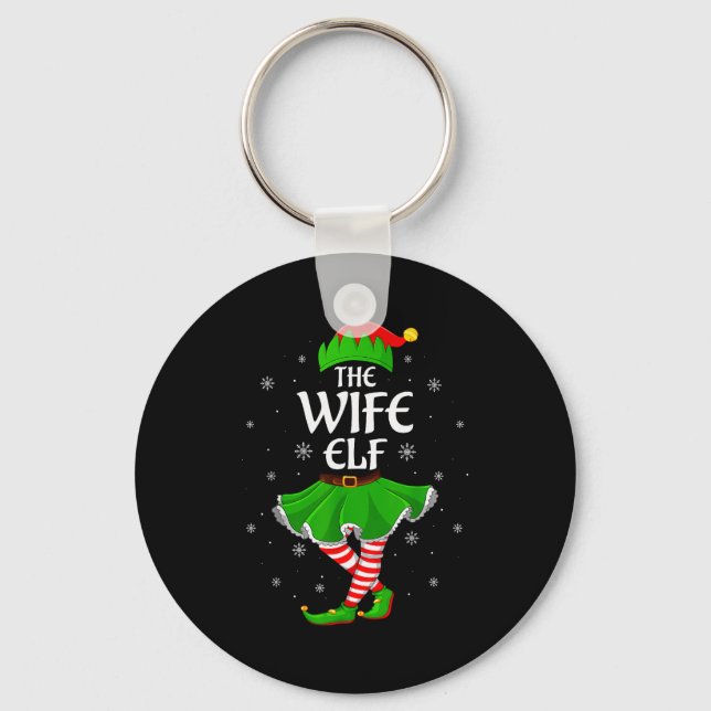 Wife Elf Christmas Family Girls Women Elf Squad Xm Keychain (Front)