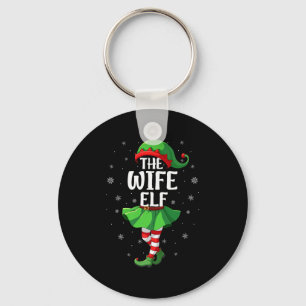 Wife Elf Christmas Girls Women Elf Squad Xmas Fami Keychain