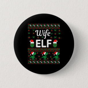 wife elf christmas ugly sweater 2 inch round button