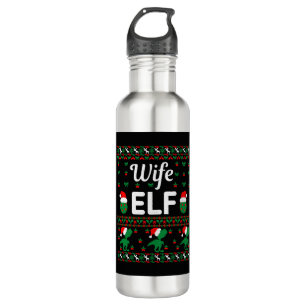 wife elf christmas ugly sweater 710 ml water bottle