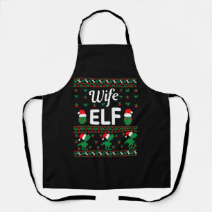 wife elf christmas ugly sweater apron