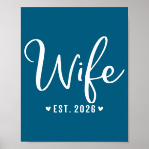 Wife est 2026 just married couple wedding honeymoo poster