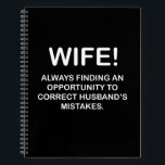 Wife Funny Typography Wife  Notebook<br><div class="desc">Wife Funny Typography Wife Notebook designed by Nisha Prabhu. Keep your thoughts organized with a touch of humour using this Wife Funny Typography Notebook! Featuring a catchy design that will surely make your wife chuckle, this notebook is perfect for jotting down notes, to-do lists, or even love letters. The high-quality...</div>