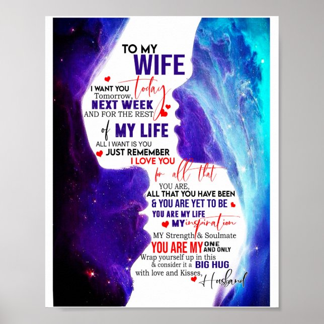 Wife Gift | Letter To My Wife Love From Husband Poster (Front)