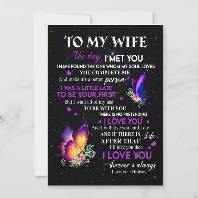 Wife Gifts | Letter To My Wife From Husband Invitation (Front)